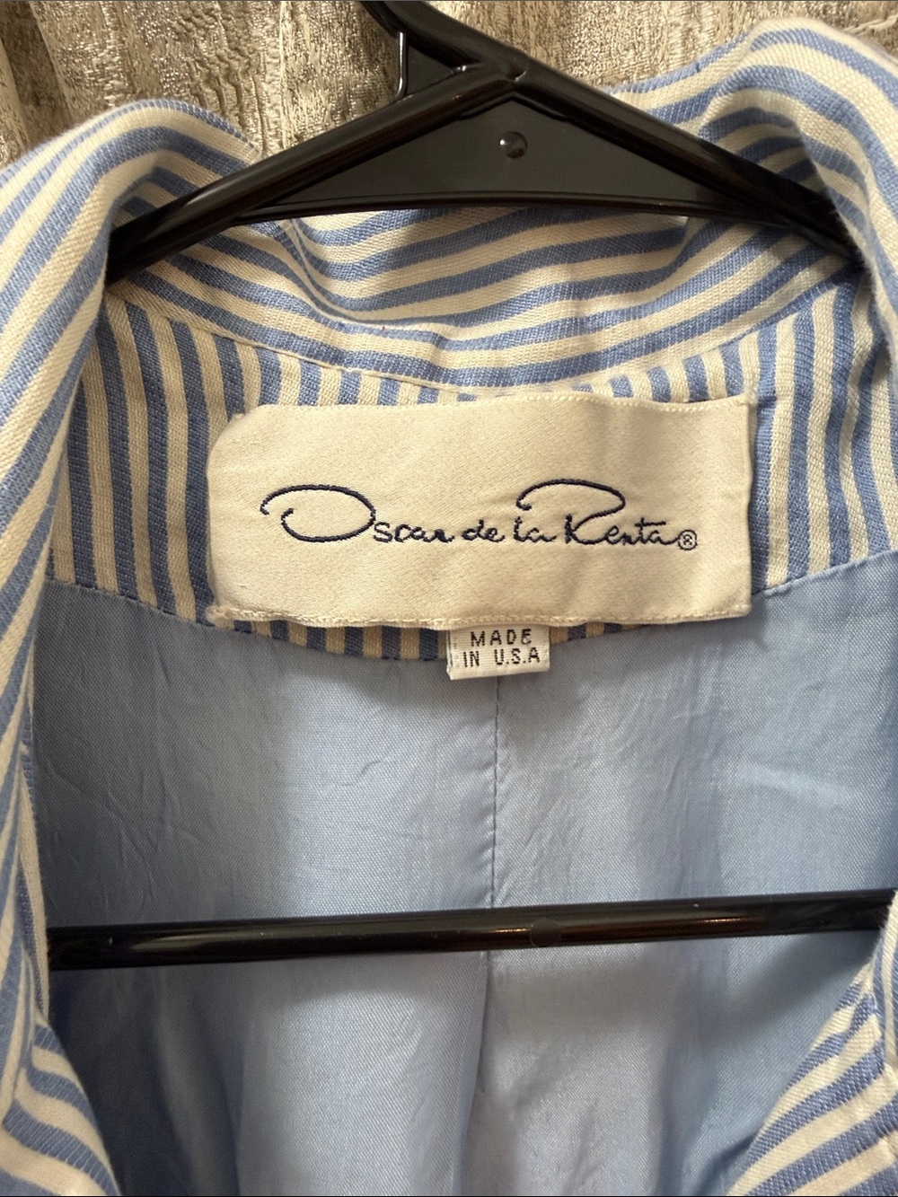 Oscar de la Renta Light Blue & White Striped Dress Shirt